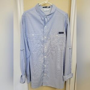Columbia Performance Fishing Gear Blue Long Sleeve Button Down Shirt XXL